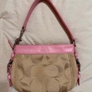 Coach Pink and Tan Shoulder Bag